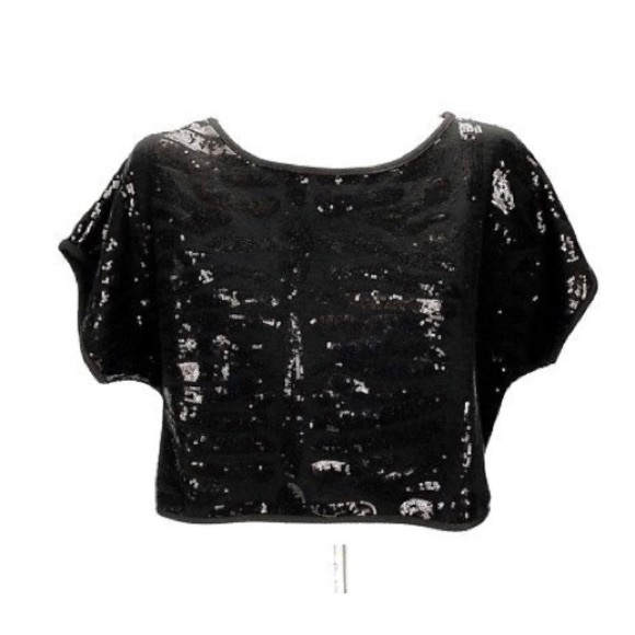 Sequin black crop top - Picture 1 of 4